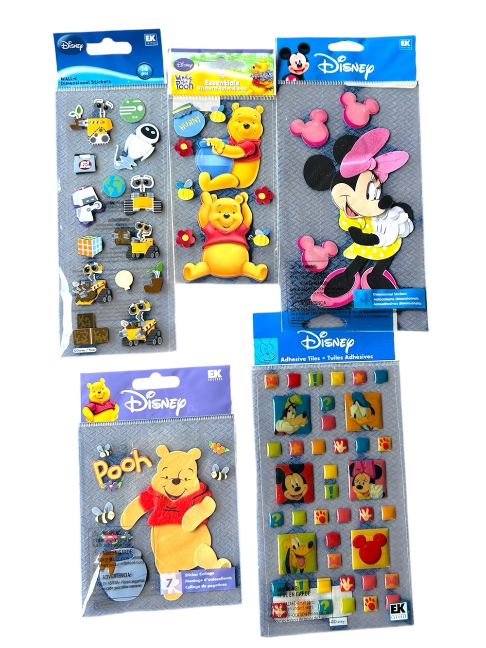 Disney Sticker Bundle - Yellow Pooh & Pink Minnie Character Stickers